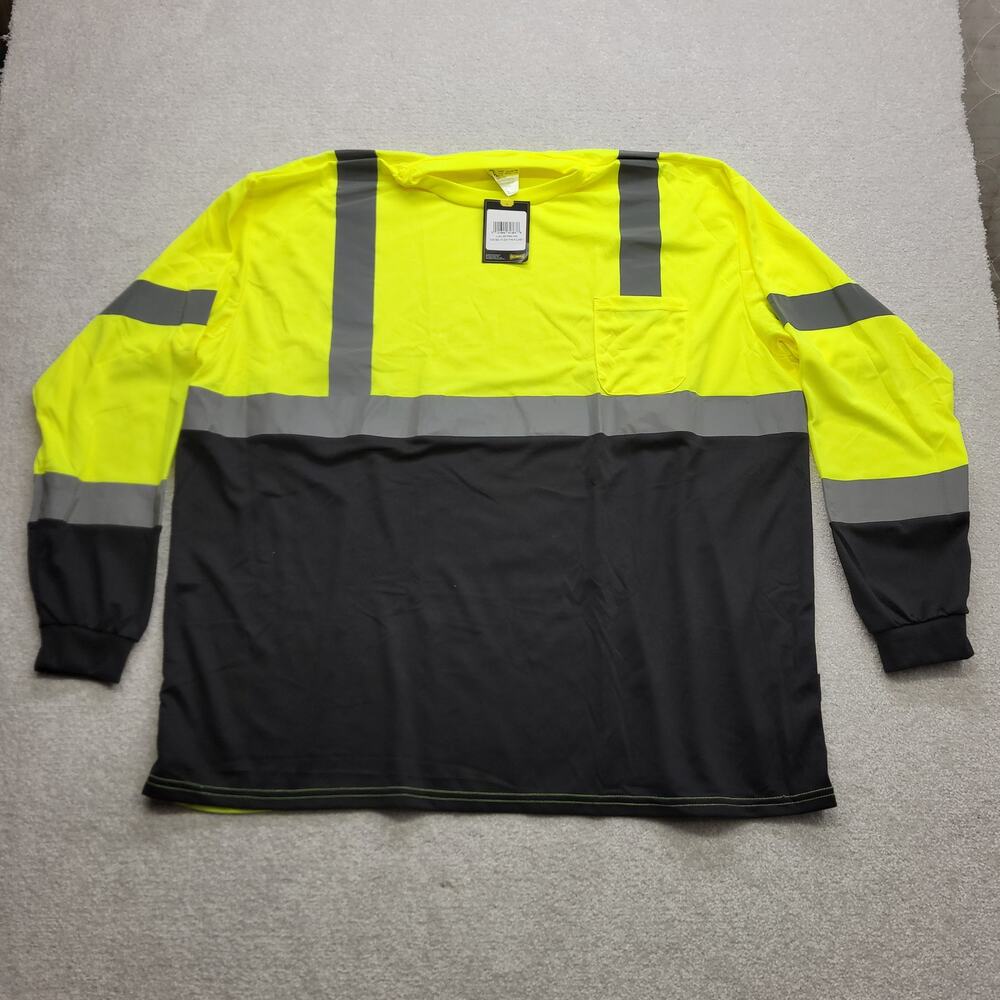 OccuNomix Hi Vis Safety Shirt Mens 4X Yellow Reflective Long Sleeve